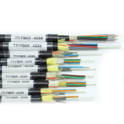 বায়ু ADSS G652D G657A1 G657A2 1 12 24 48 96 144 কোর একক মোড বহিরঙ্গন ফাইবার অপটিক ক্যাবল