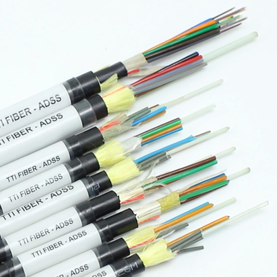 বায়ু ADSS G652D G657A1 G657A2 1 12 24 48 96 144 কোর একক মোড বহিরঙ্গন ফাইবার অপটিক ক্যাবল