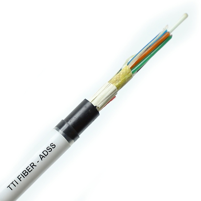 FTTH FTTX আউটডোর ADSS সিঙ্গেল শীথ ডাবল শীথ স্প্যান 8F 12F 24F 48F ফাইবার অপটিক কেবল
